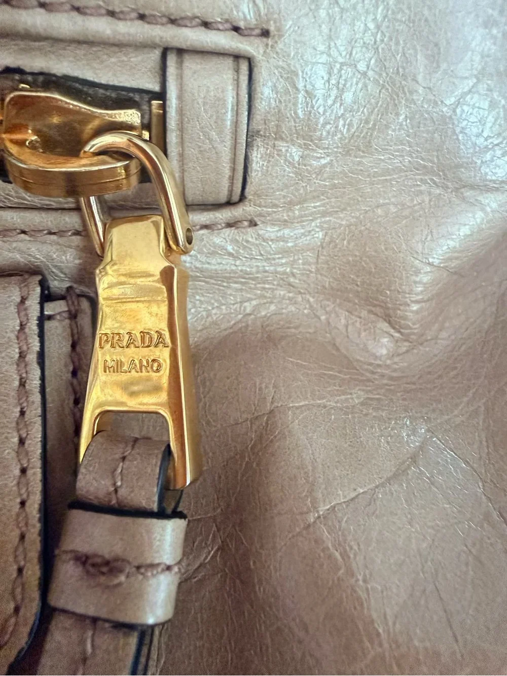 Prada Tan Leather Shoulder Bag with Gold Hardware - Picture 4 of 12